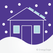 winter house with solar panels
